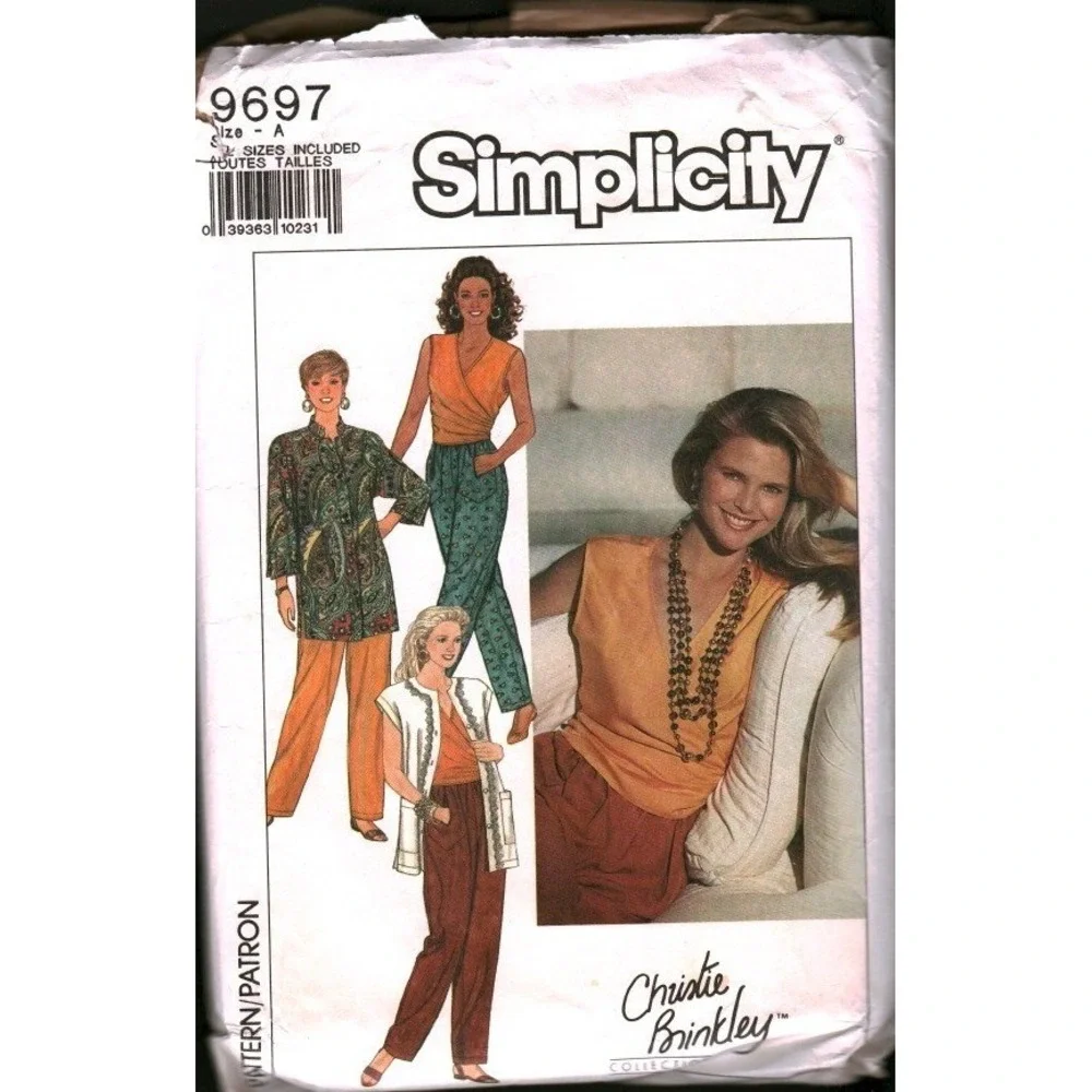 Simplicity 9697 Christie Brinkley Sewing Pattern Jacket Vest Top Pants‎ XS - XL
